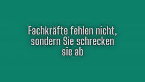 Fachkräfte fehlen nicht, sondern sie schrecken sie ab.